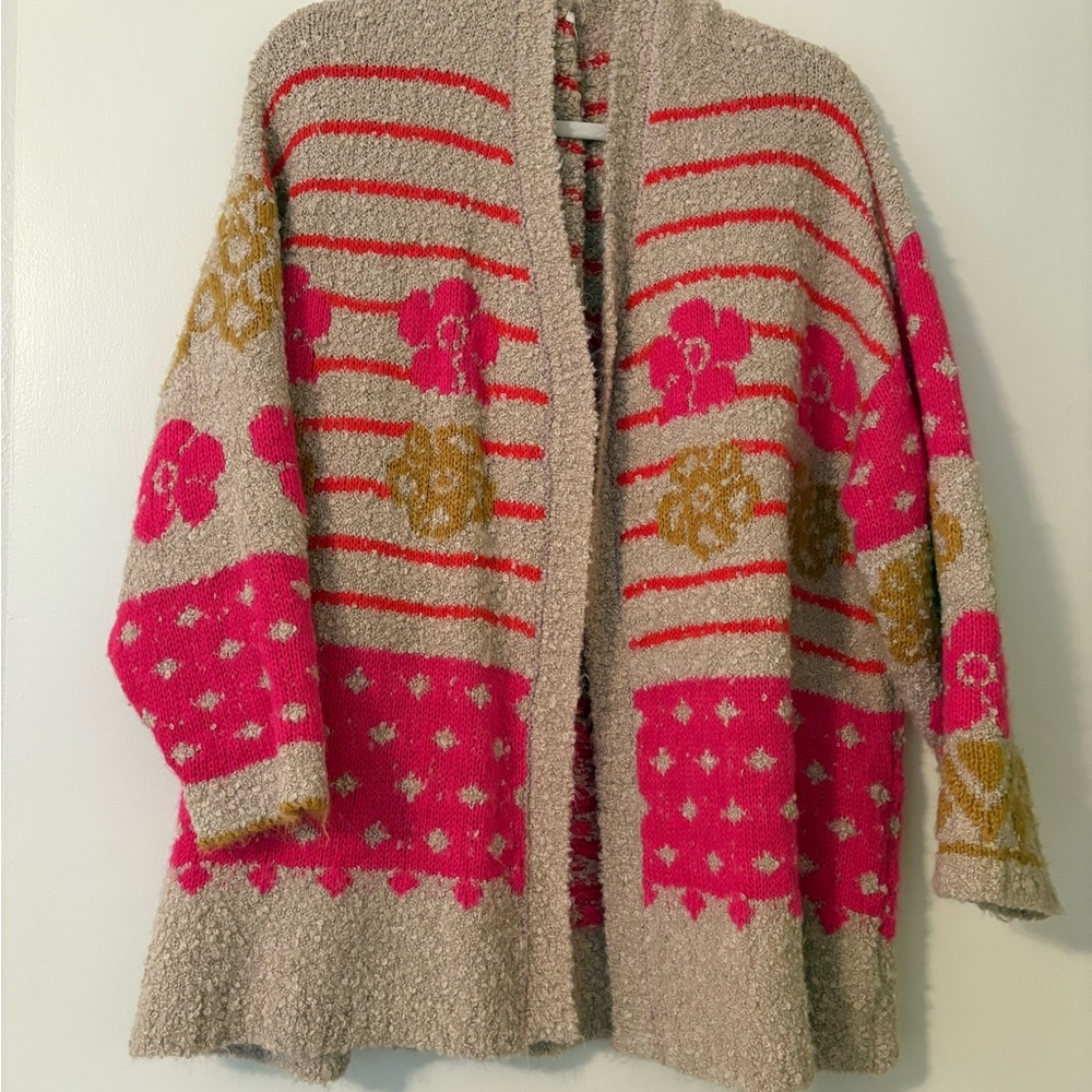 NATURAL LIFE Pink and Gold Patterned Cardigan